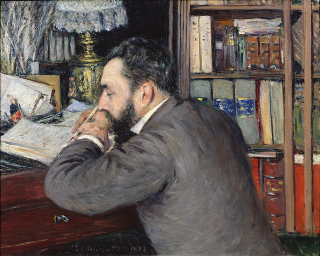 Detail of Portrait of Henri Cordier, teacher at the School of Oriental Languages, 1883 by Gustave Caillebotte