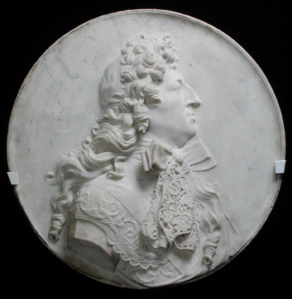 Detail of Portrait medallion of Louis XIV c.1685 by Pierre Puget