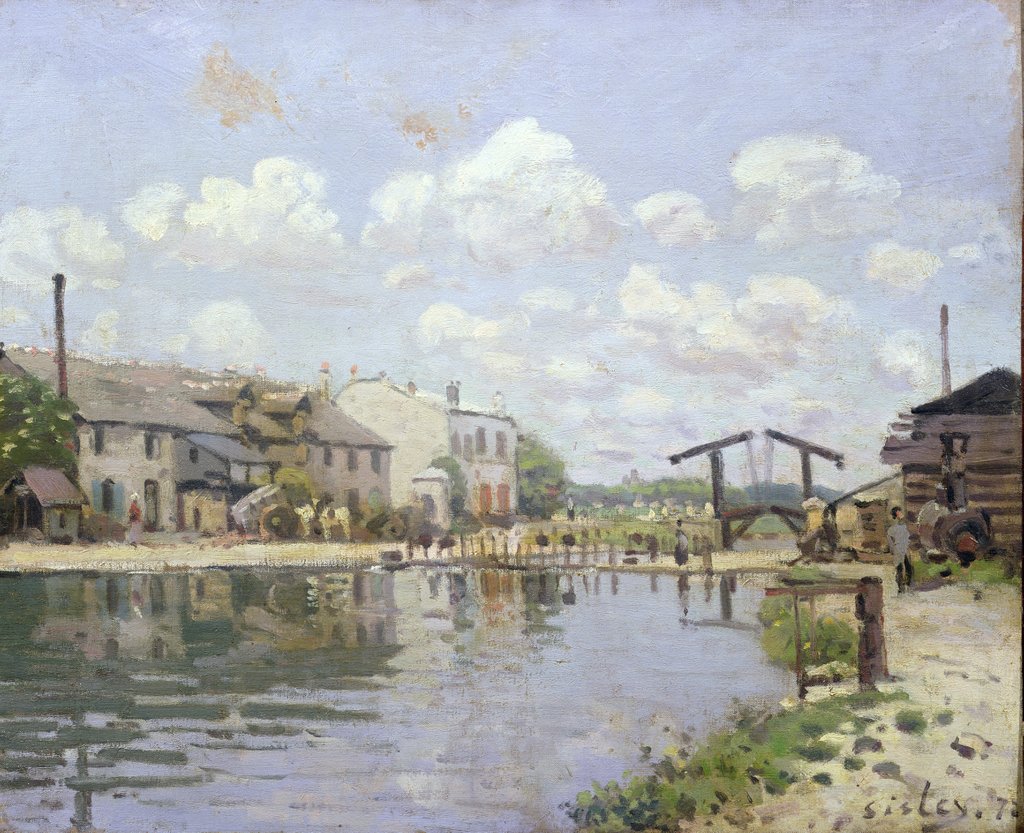 Detail of The Canal Saint-Martin, Paris, 1872 by Alfred Sisley