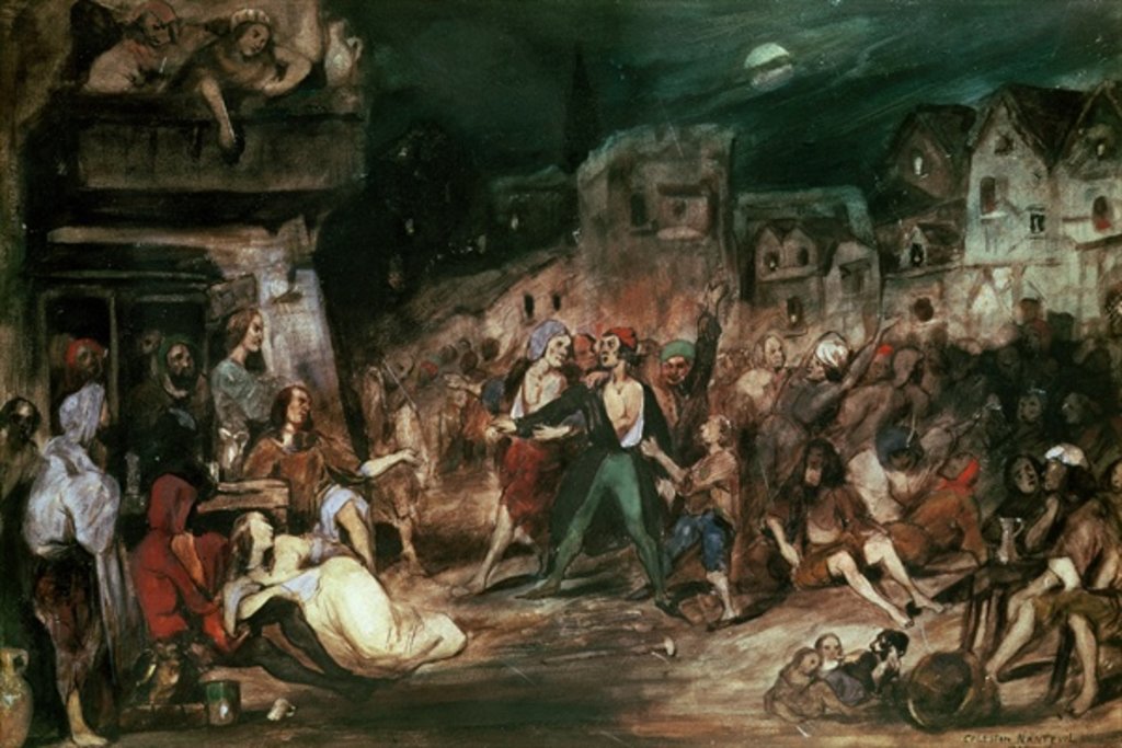 Detail of Gringoire in the Court of Miracles by Celestin Francois Nanteuil