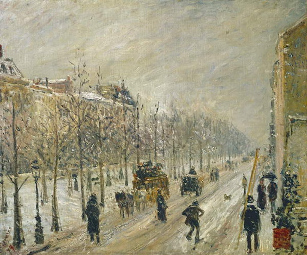 Detail of The Boulevards under Snow, 1879 by Camille Pissarro