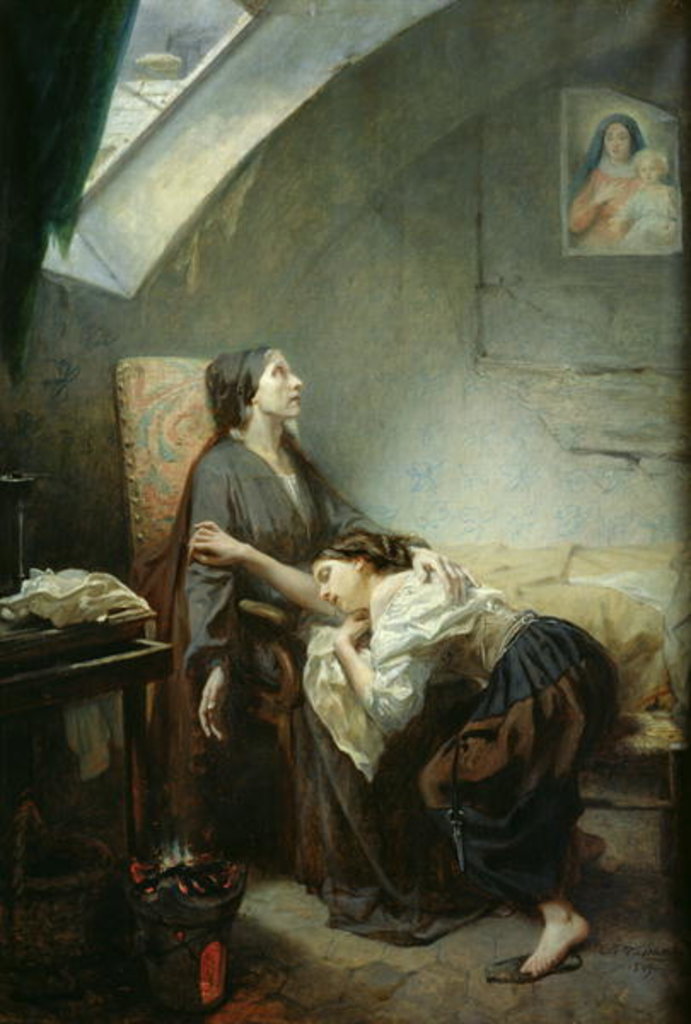 Detail of The Poverty-Stricken Family, or The Suicide, 1849 by Octave Tassaert