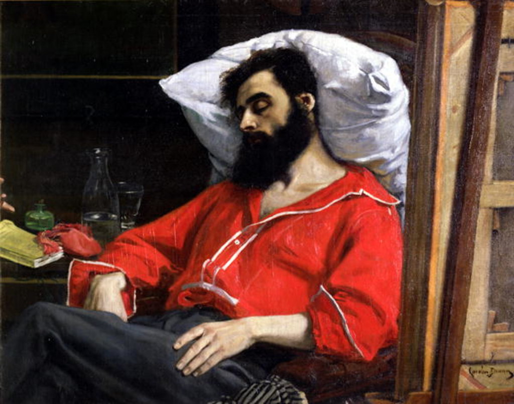 Detail of The Convalescent, or The Wounded Man, detail cut by the artist from 'The Visit to the Convalescent', c.1860 by Charles Emile Auguste Carolus-Duran