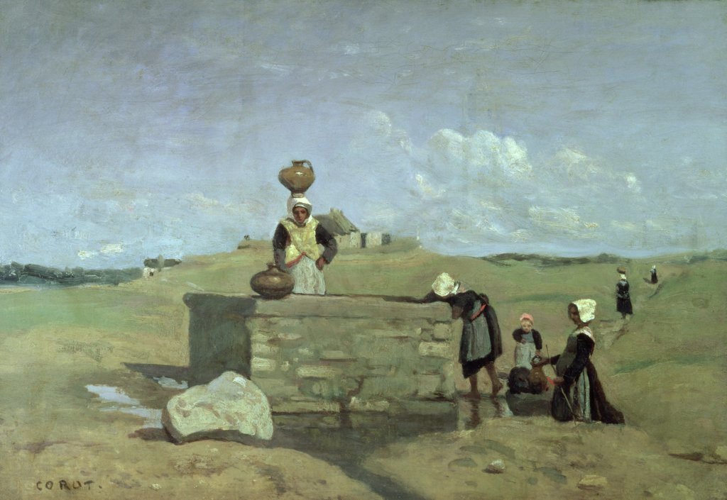 Detail of Breton Women at the Well near Batz, c.1842 by Jean Baptiste Camille Corot