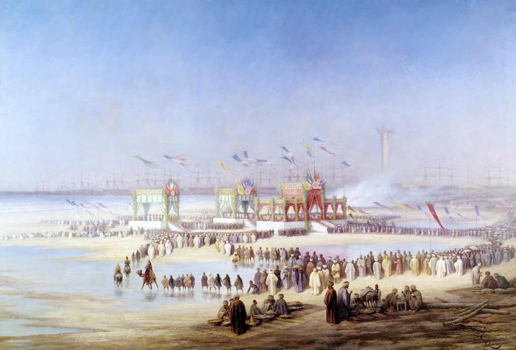 Detail of The Inauguration of the Suez Canal by the Empress Eugenie, 17th November 1869 by Edouard Riou
