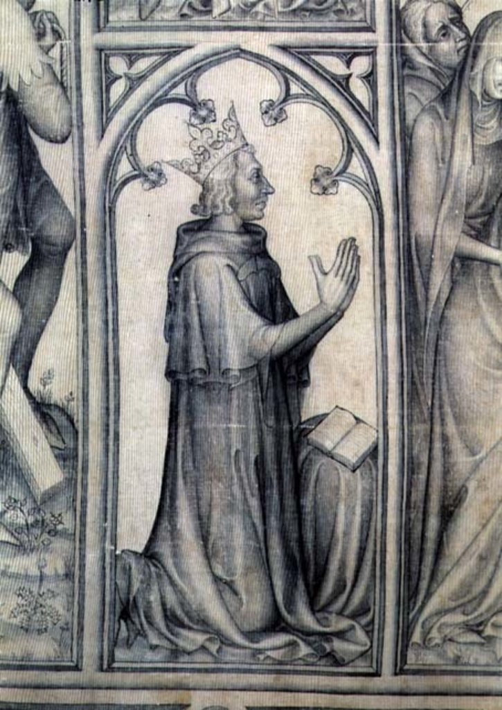Detail of The Parement of Narbonne, detail of Charles V praying, c.1375 by French School