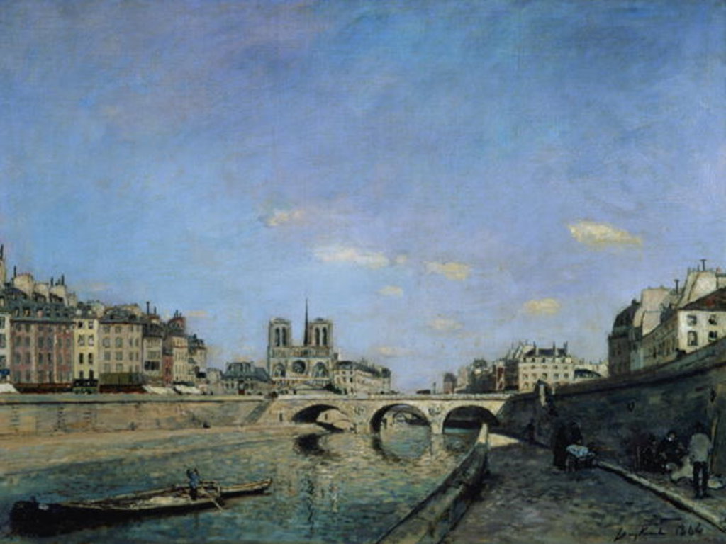 Detail of The Seine and Notre Dame in Paris, 1864 by Johan-Barthold Jongkind