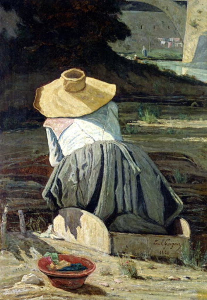 Detail of Washerwoman by the River, 1860 by Paul Camille Guigou