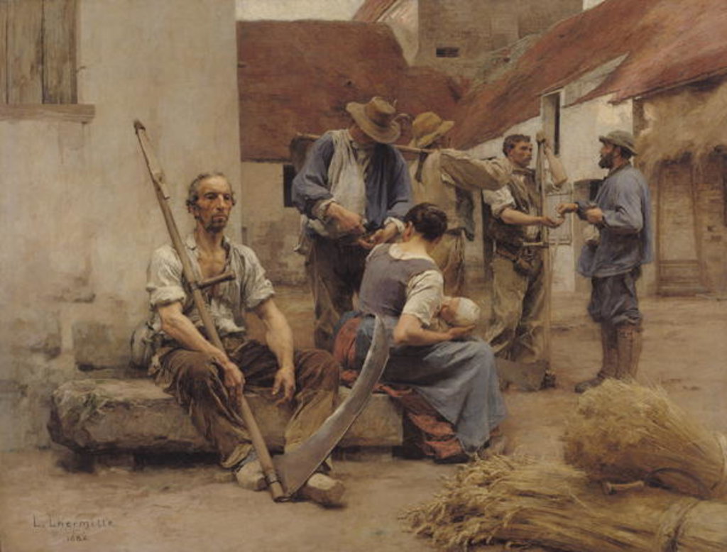 Detail of Paying the Harvesters, 1882 by Leon Augustin Lhermitte