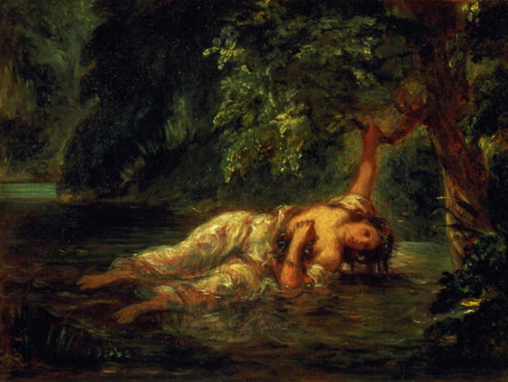 Detail of The Death of Ophelia, 1844 by Ferdinand Victor Eugene Delacroix