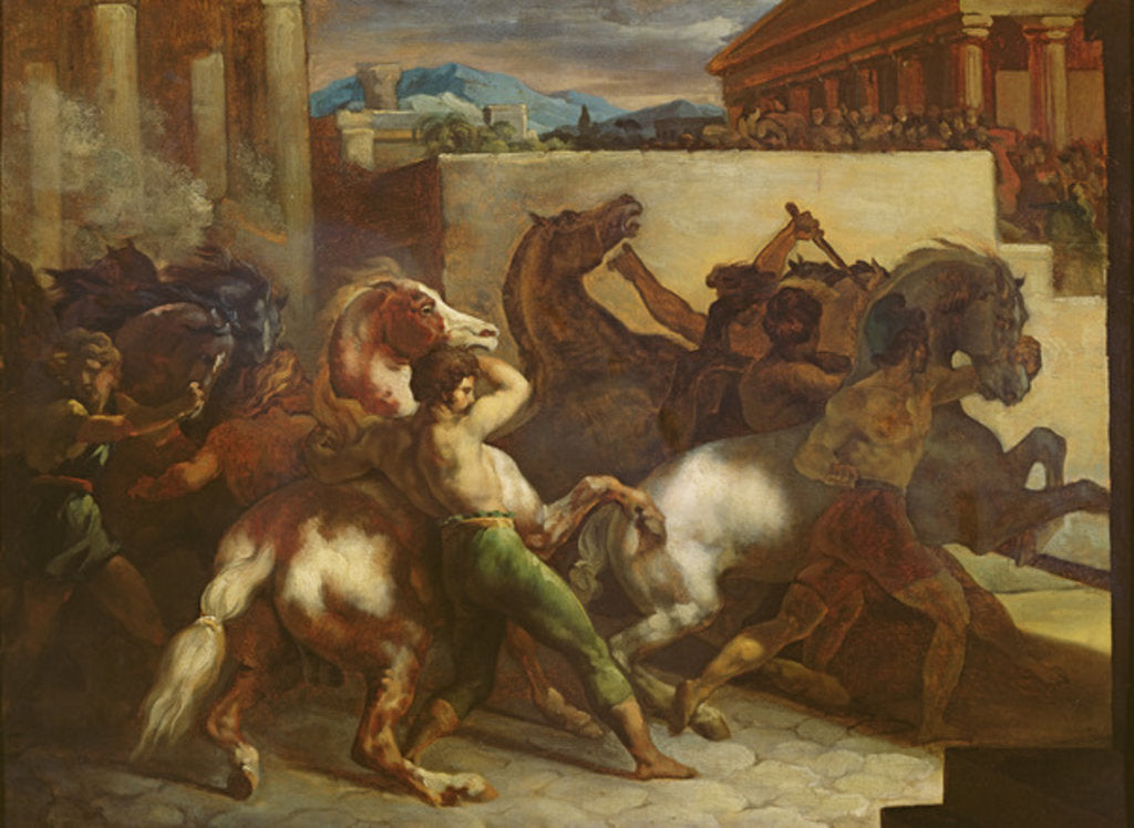 Detail of The Wild Horse Race at Rome, c.1817 by Theodore Gericault