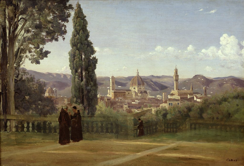 Detail of View of Florence from the Boboli Gardens, c.1834-36 by Jean Baptiste Camille Corot