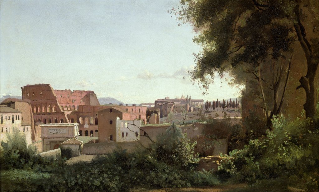 Detail of View of the Colosseum from the Farnese Gardens, 1826 by Jean Baptiste Camille Corot