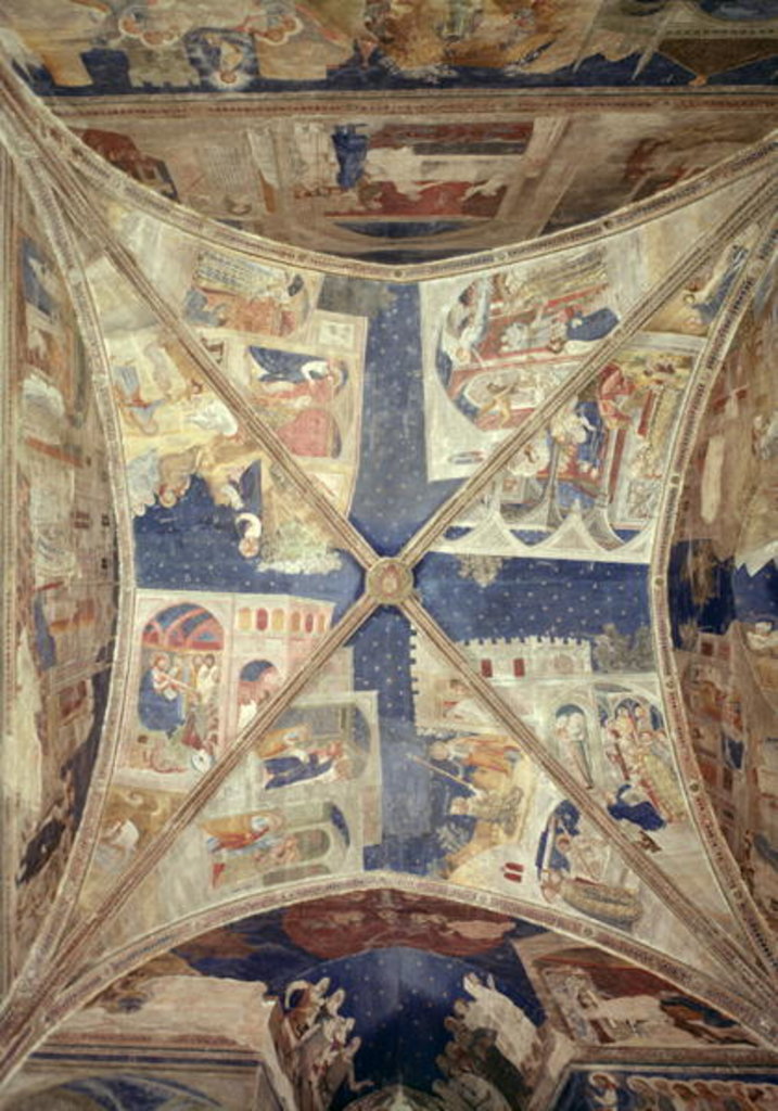 Detail of View of the ceiling of the chapel of the Tinel with scenes from the life of St. Martial, 1344-45 by Matteo di Giovanetto da Viterbo