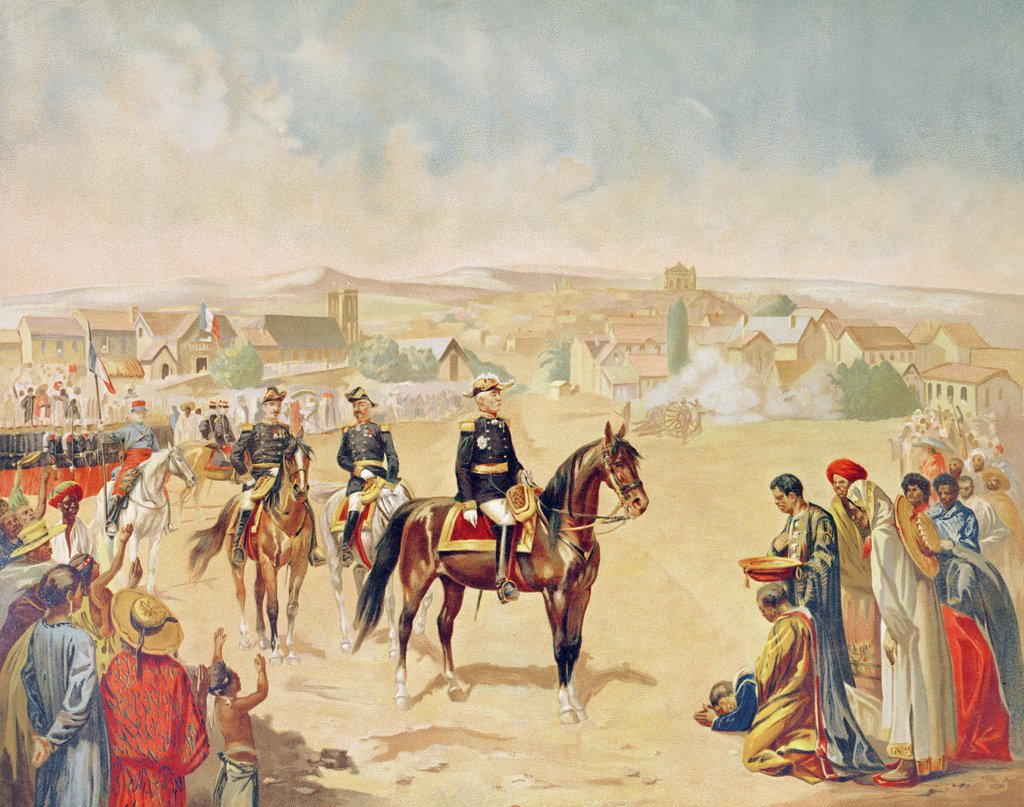 Detail of General Jacques Achille Duchesne entering Tananarive, Madagascar, 1st October 1895 by French School
