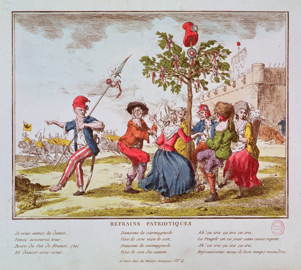 Detail of Patriotic Refrains: French Revolutionaries dancing the Carmagnole around the Tree of Liberty, c.1792 by French School
