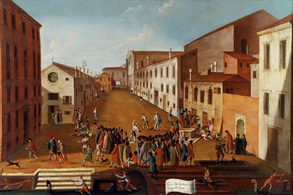 Detail of Game of Bowls in the Campo dei Gesuiti, Venice by Gabriele Bella