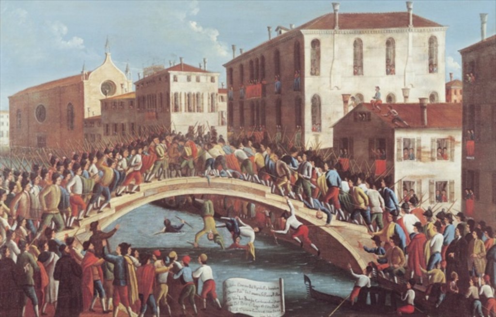 Detail of Battle with Sticks on the Ponte Santa Fosca, Venice by Gabriele Bella