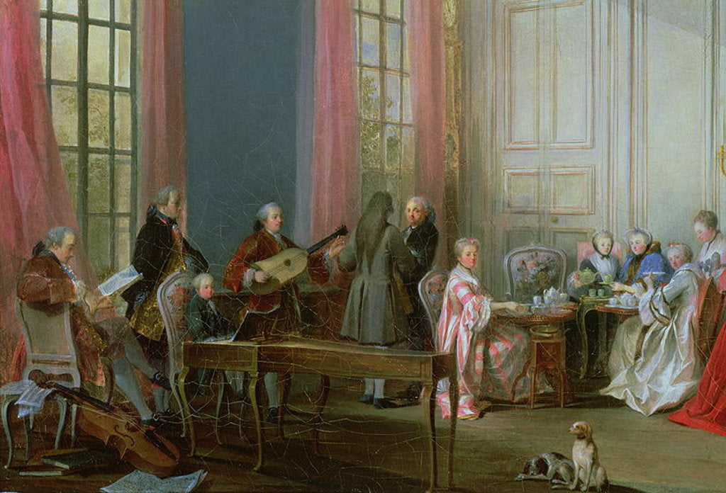 Detail of The Young Mozart at the clavichord by Michel Barthelemy Ollivier or Olivier