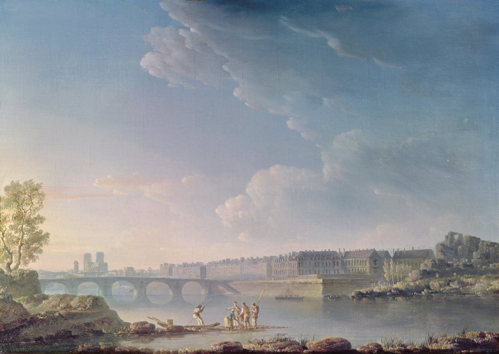 Detail of The Ile Saint-Louis and the Pont de la Tournelle, c.1780 by Alexandre Jean Noel
