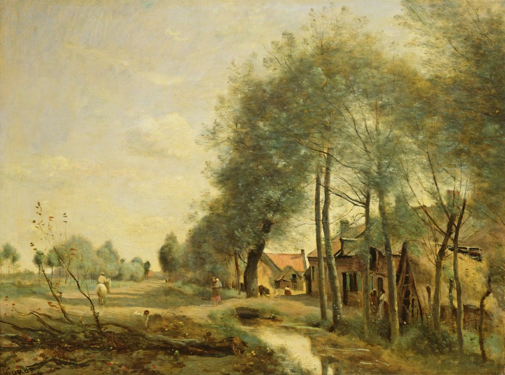Detail of The Sin-le-Noble Road near Douai, 1873 by Jean Baptiste Camille Corot