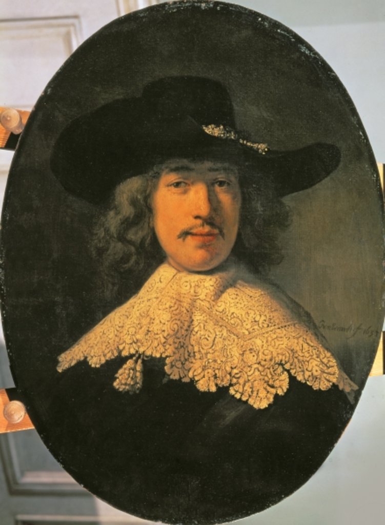 Detail of Portrait of a Young Man with a Lace Collar, 1634 by Rembrandt Harmensz. van Rijn