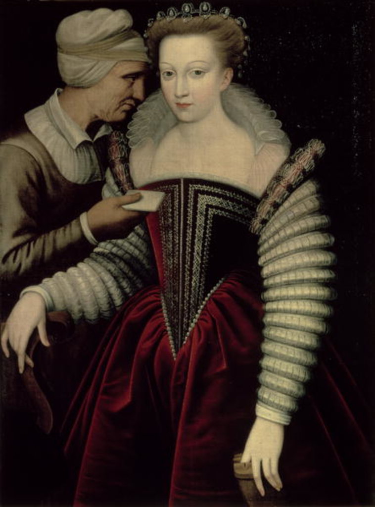 Detail of The Love Letter, a Lady with her Maid by French School