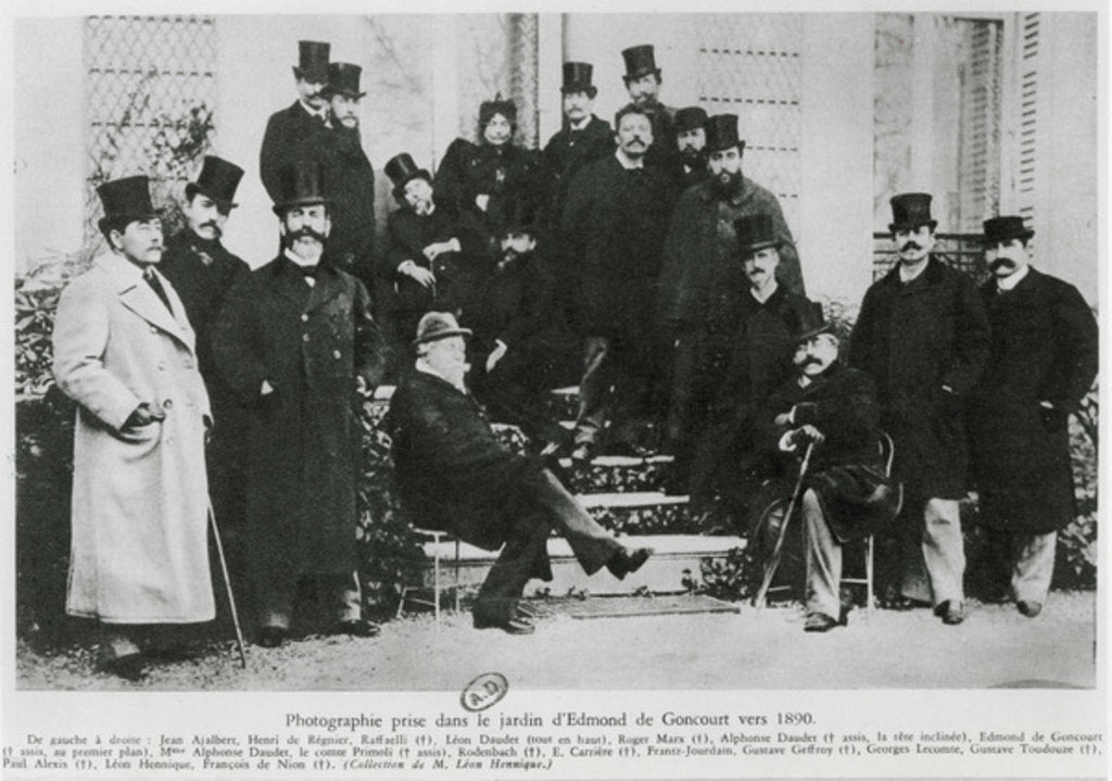 Detail of Group in the garden of Edmond Huot de Goncourt, c.1890 by French Photographer