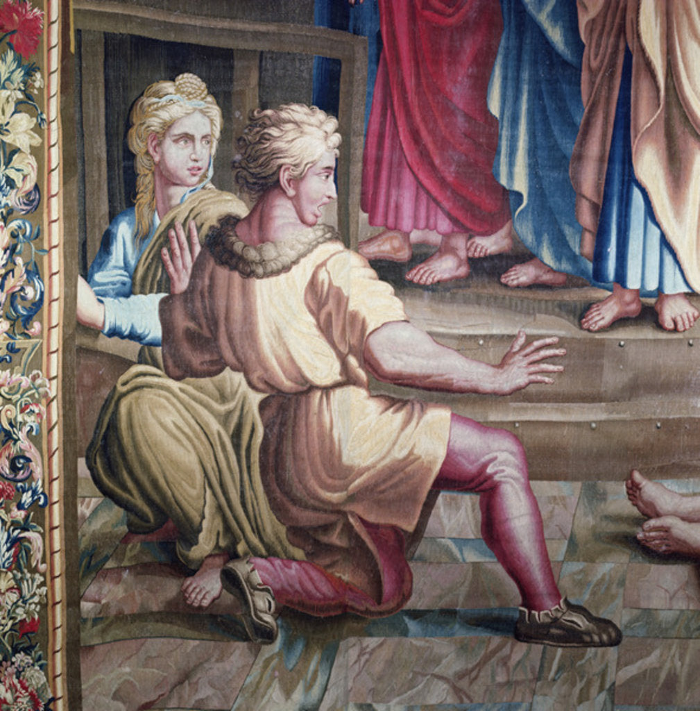 Detail of Tapestry depicting the Acts of the Apostles, the Death of Ananias by Raphael