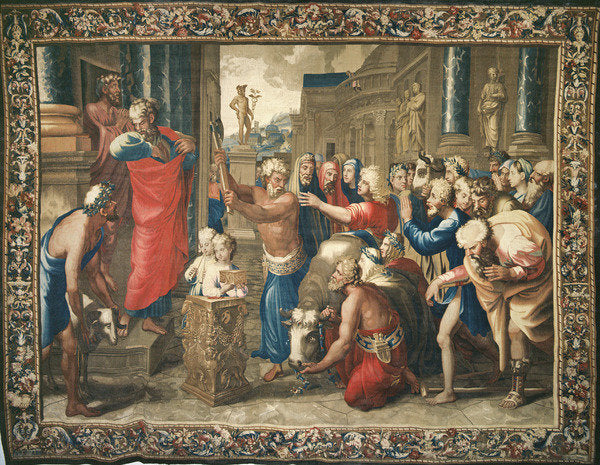 Detail of Tapestry depicting the Acts of the Apostles, the Sacrifice of Lystra by Raphael (1483-1520) (after)