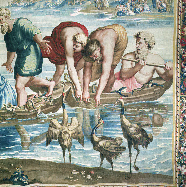 Detail of Tapestry depicting the Acts of the Apostles, The Miraculous catch of Fish by Raphael (1483-1520) (after)