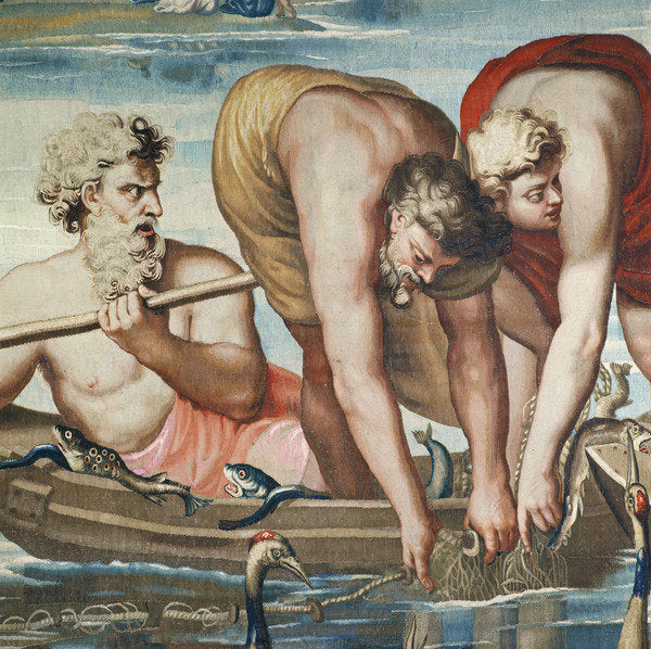 Detail of Tapestry depicting the Acts of the Apostles, The Miraculous catch of Fish by Raphael (1483-1520) (after)