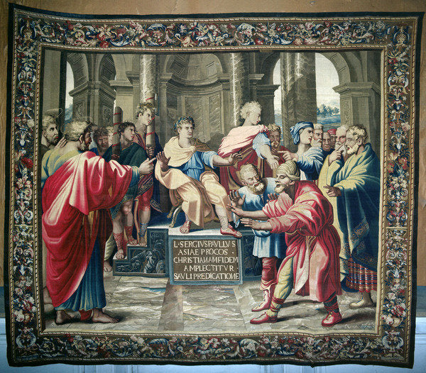 Detail of Tapestry depicting the Acts of the Apostles. The Blinding of Elymas by Raphael (1483-1520) (after)