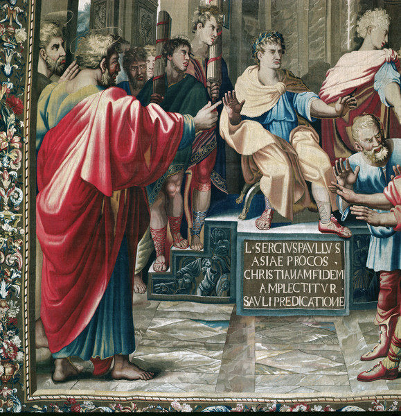 Detail of Tapestry depicting the Acts of the Apostles. The Blindness of Elymas by Raphael (1483-1520) (after)