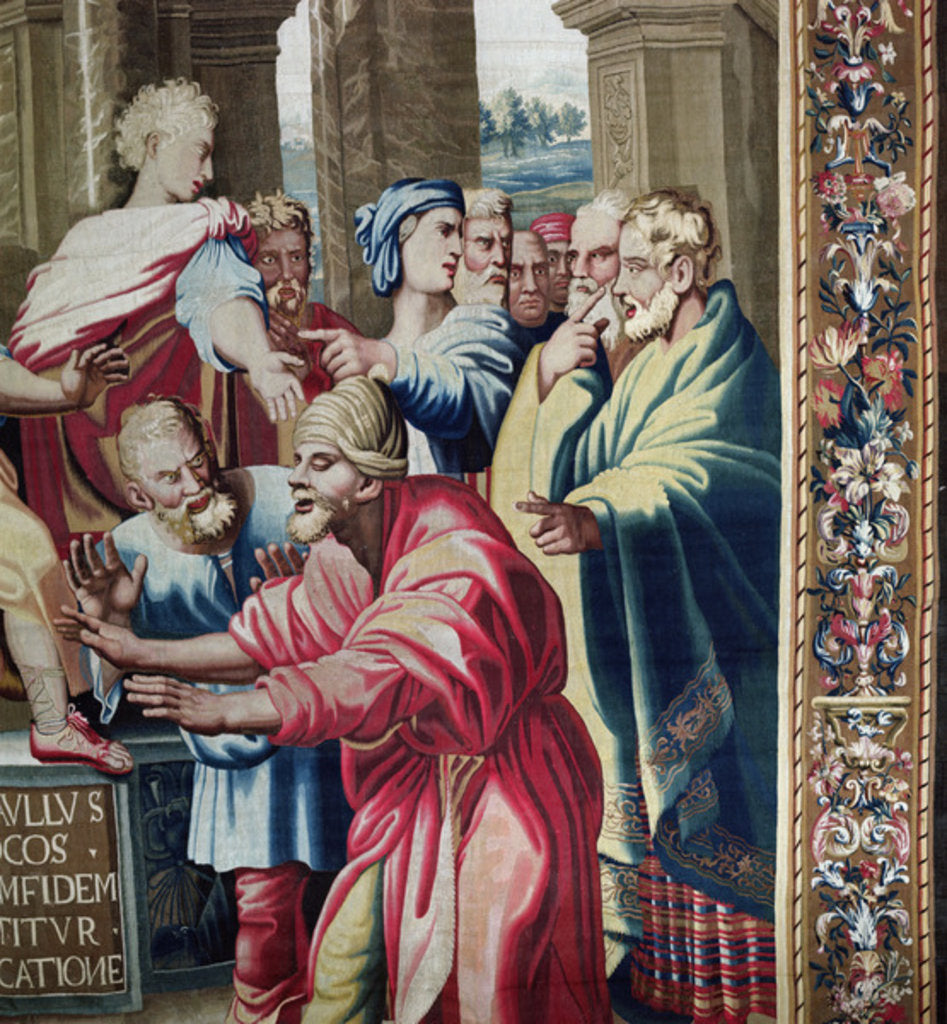 Detail of Tapestry depicting the Acts of the Apostles, the Blinding of Elymas by Raphael