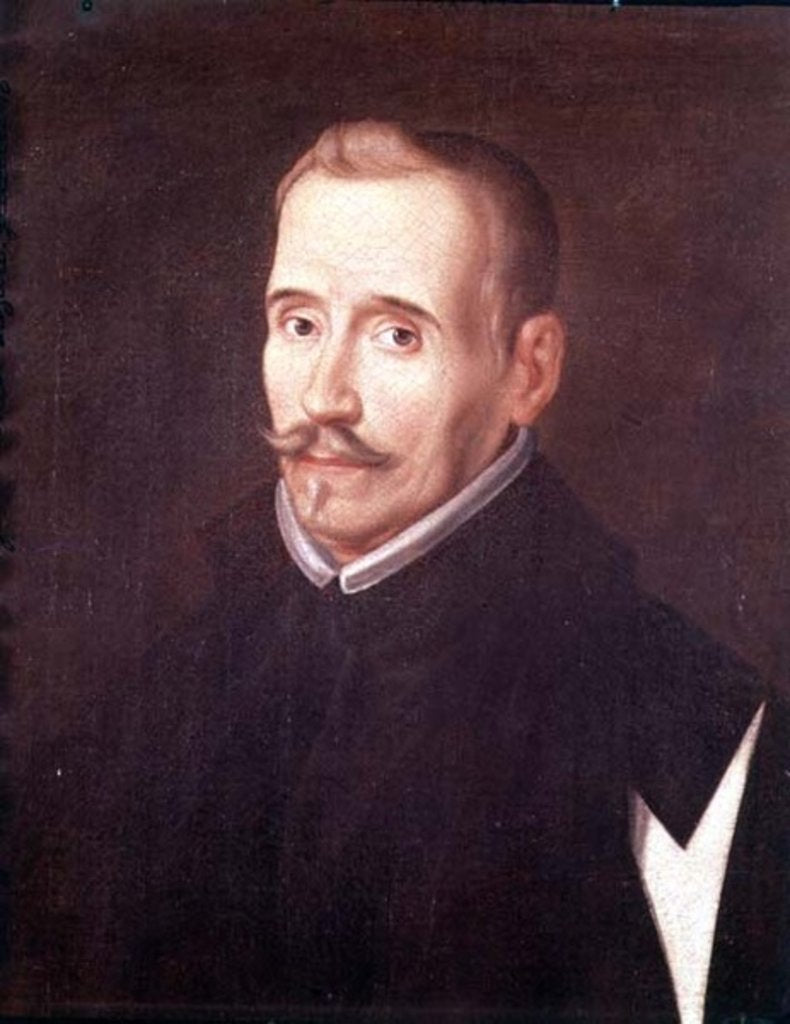Detail of Portrait of Lope Felix de Vega Carpio by Caxesi or Caxete Eugenio Caxes