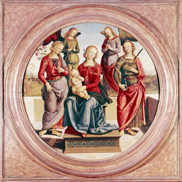 Detail of Madonna and Child with St. Rose and Catherine of Alexandra by Pietro Perugino