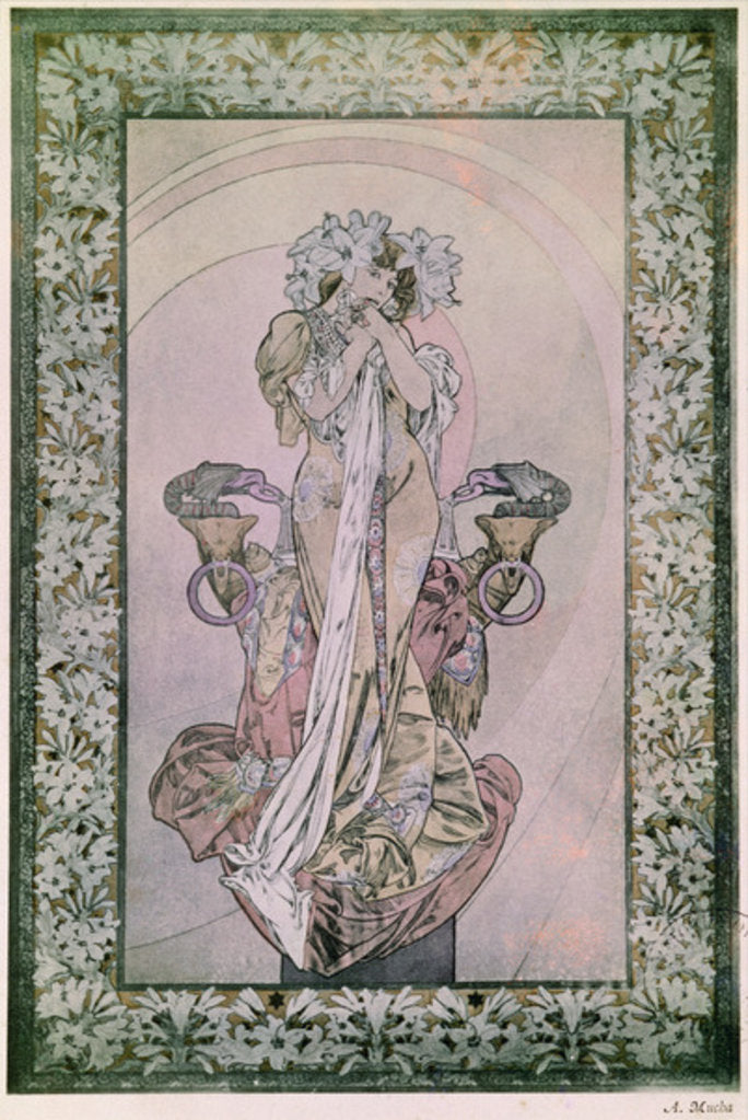 Detail of Decorative Panel for Edmond Rostand's 'La Princesse Lointaine' with Sarah Bernhardt, 1890-1910 by Alphonse Marie Mucha