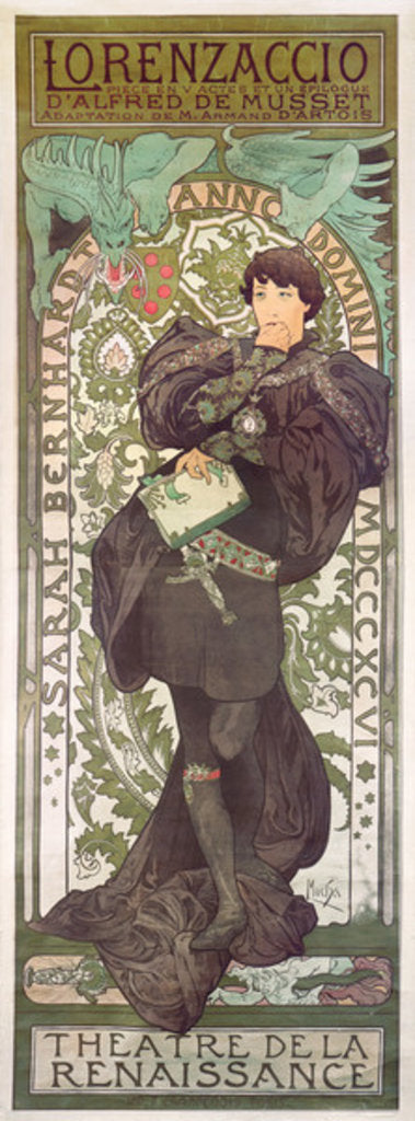 Detail of Poster for the Lorenzaccio play at the Théâtre de la Renaissance, 1896 by Alphonse Marie Mucha