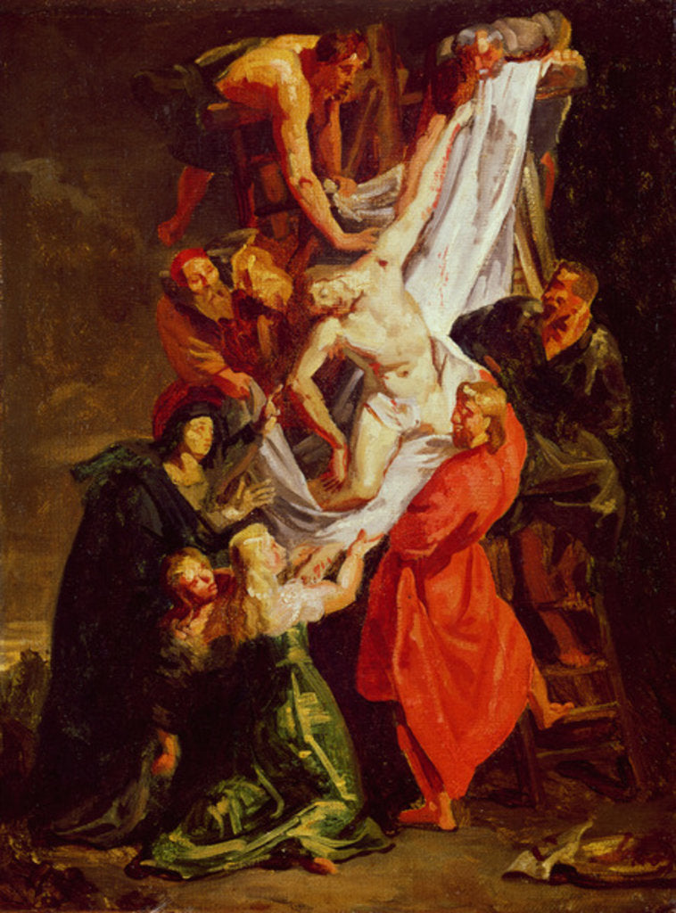 Detail of The Descent from the Cross, c.1843 by Eugene (1798-1863) (attr. to) Delacroix