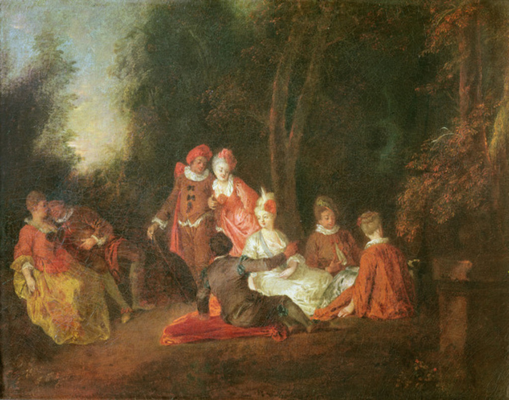 Detail of A Conversation in a Park by Jean Antoine Watteau