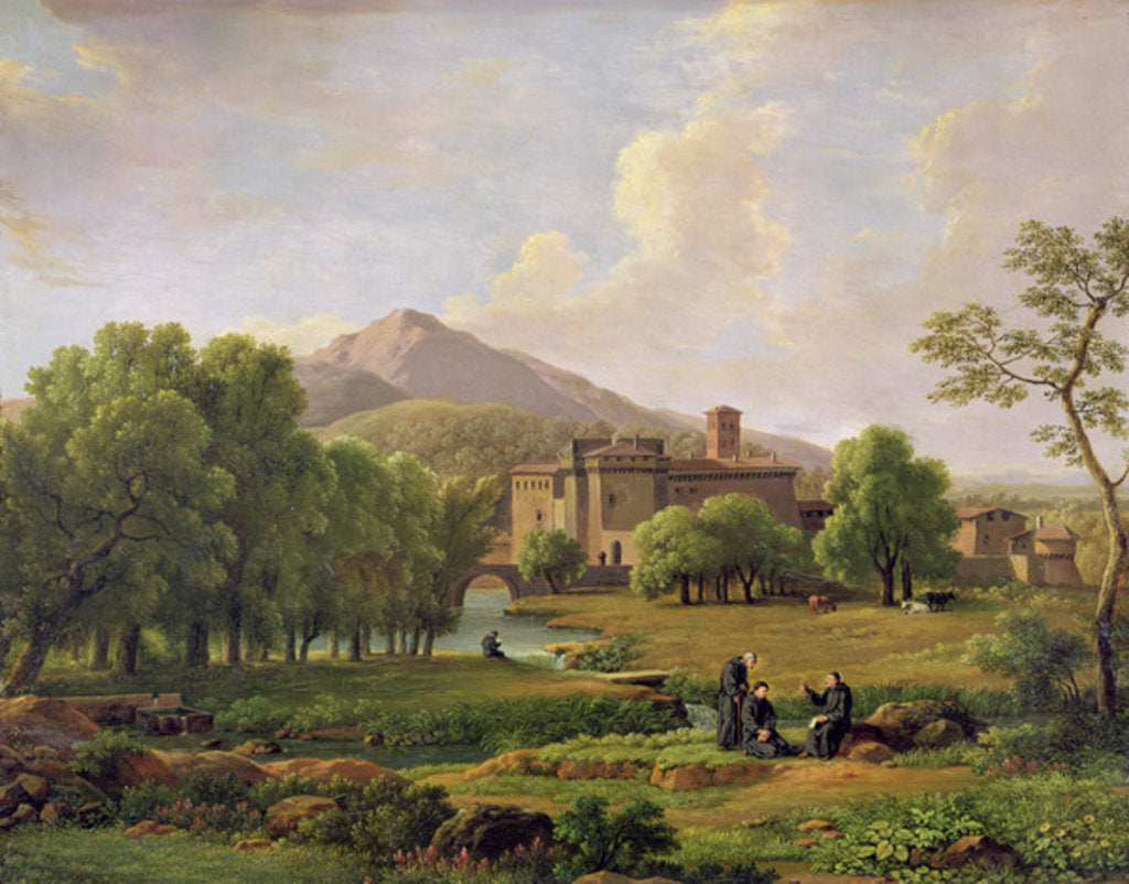 Detail of View of the Grottaferrata Monastery, 1844 by Jean Joseph Xavier Bidauld