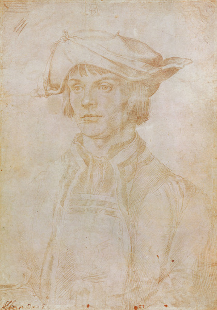 Detail of Portrait of Lucas van Leyden, Dutch painter and engraver, 1521 by Albrecht Dürer or Duerer