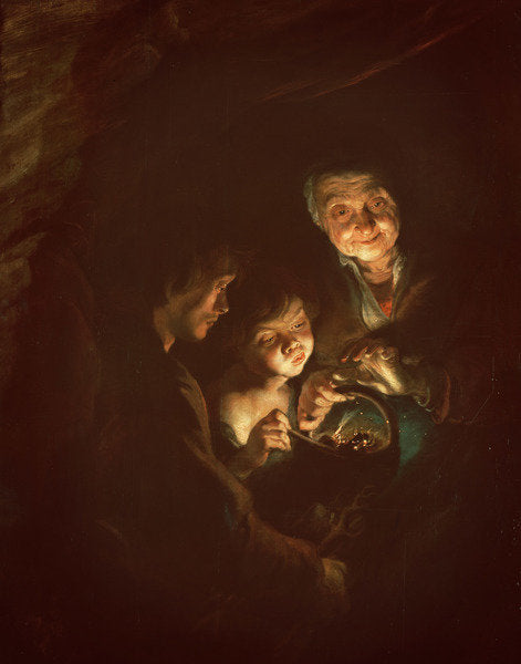 Detail of Old woman with a brazier, c.1616-20 by Peter Paul Rubens