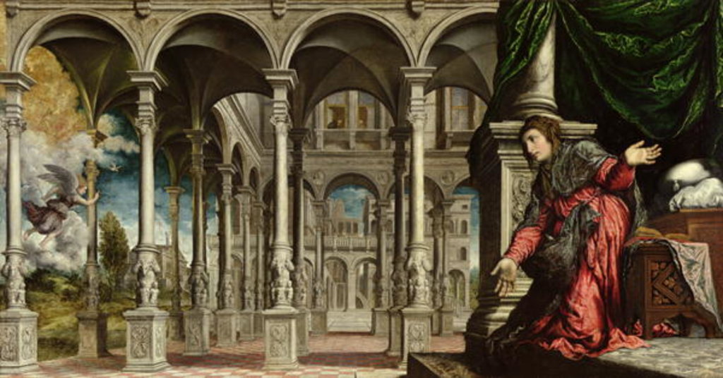 Detail of The Annunciation, 1545-50 by Paris Bordone