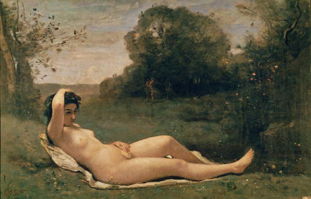 Detail of Nymph reclining, c.1857-58 by Jean Baptiste Camille Corot