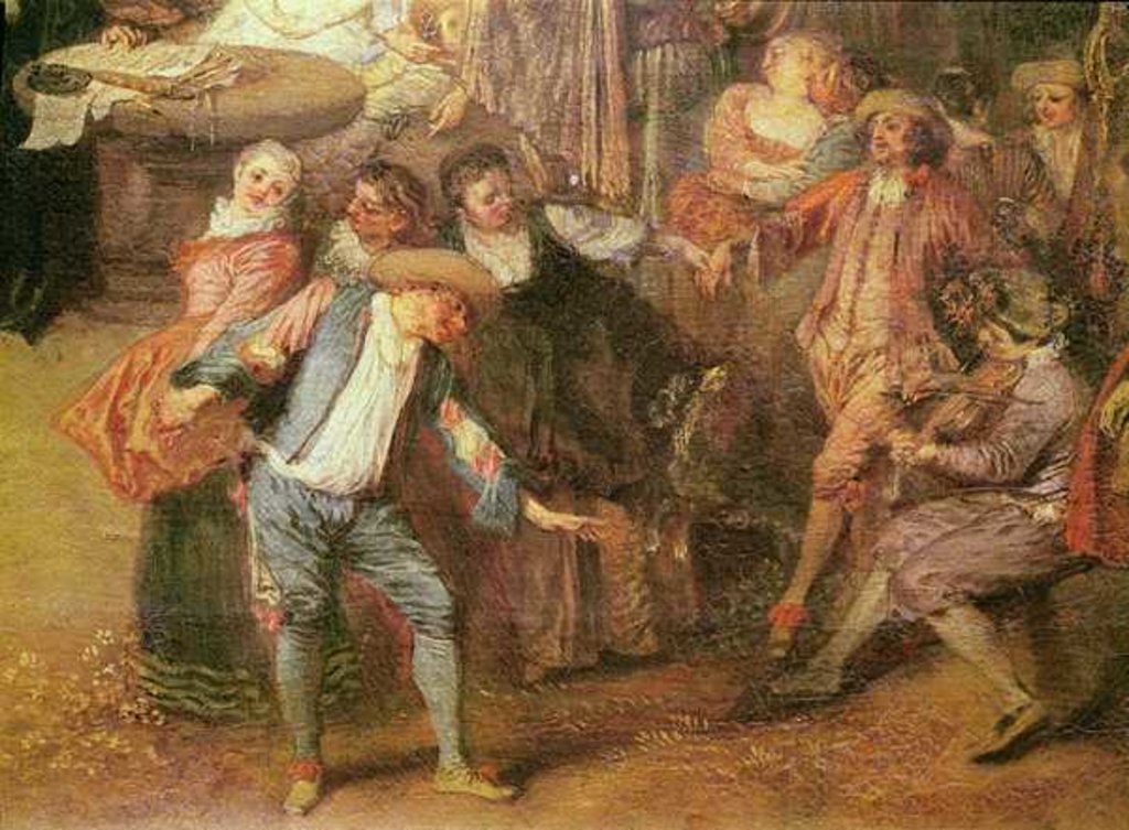 Detail of The Prenuptial Agreement and the Rustic Ball, c. 1712-13 by Jean Antoine Watteau