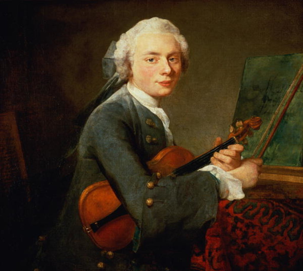 Detail of Young Man with a Violin, or Portrait of Charles Theodose Godefroy c.1738 by Jean-Baptiste Simeon Chardin