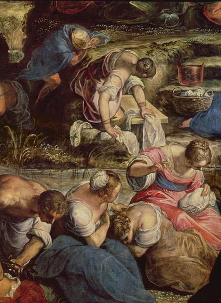 Detail of The Gathering of Manna, central detail: sewing woman by Jacopo Robusti Tintoretto