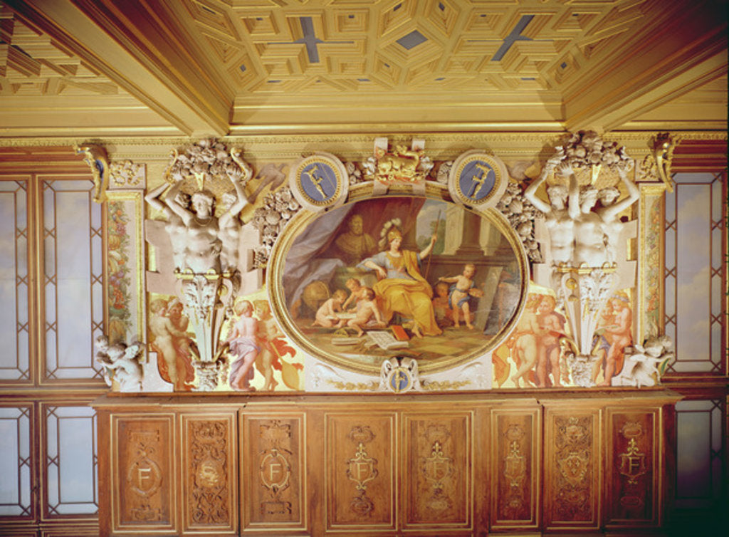 Detail of Galerie François I, Fresco depicting 'La Nymphe de Fontainebleau', after Rosso Fiorentino, Giovanni Battista, 1860 by Louis Charles Auguste Couder